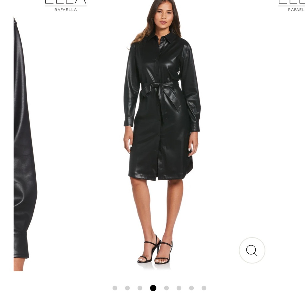 Rafaella Women's Black Belted Vegan Leather Shirt Dress